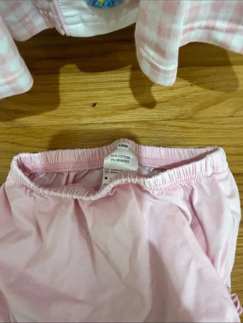 Pink Gingham Smocked Baby Matching Set with French knot Disney princesses